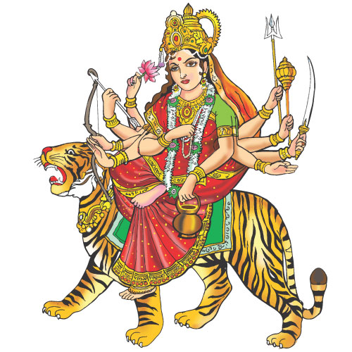 Maa Chandraghanta Worship on the Third Day of Navratri - Vector Art