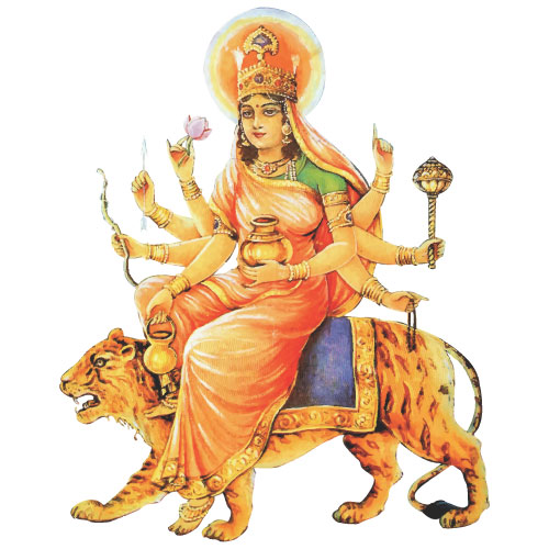 Maa Kushmanda Worship on the Fourth Day of Navratri - Vector Art