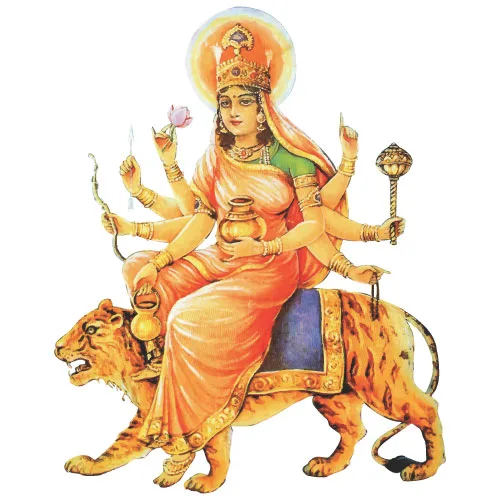 Maa Kushmanda Worship on the Fourth Day of Navratri - Vector Art