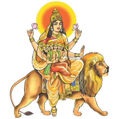 Maa Skandamata Worship on the Fifth Day of Navratri - Vector Art
