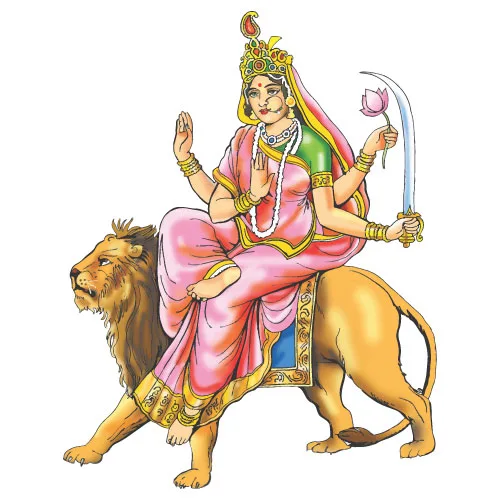 Maa Katyayani Worship on the Sixth Day of Navratri - Vector Art