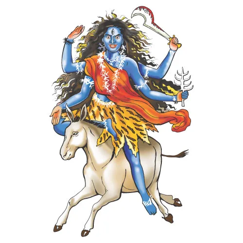 Maa Kalratri Worship on the Seventh Day of Navratri - Vector Art