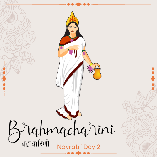 Maa Brahmacharini Worship on the Second Day of Navratri - Vector Art