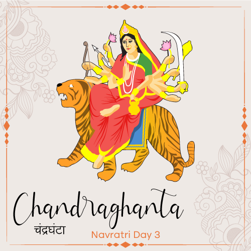 Maa Chandraghanta Worship on the Third Day of Navratri | Vector Art