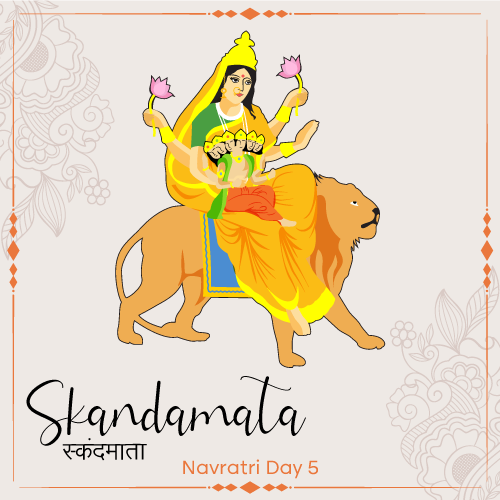 Maa Skandamata Worship on the Fifth Day of Navratri | Vector Art