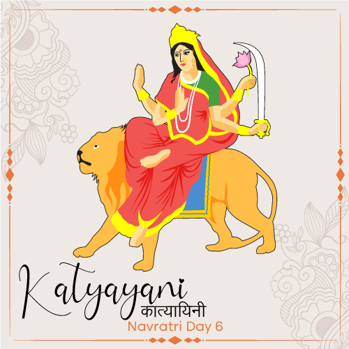 Maa Katyayani Worship on the Sixth Day of Navratri | Vector Art