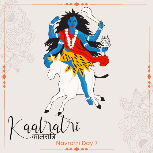 Maa Kalratri Worship on the Seventh Day of Navratri | Vector Art