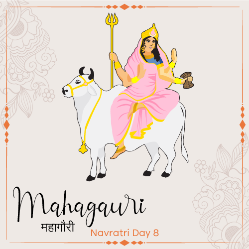 Maa Mahagauri Worship on the Eighth Day of Navratri | Vector Art