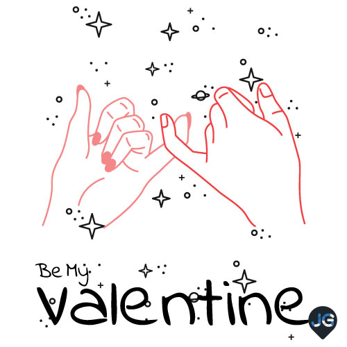 Be My Valentine Graphic | Boys and Girls Pinky Promise Illustration