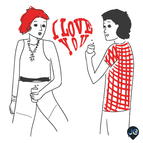 I Love You Graphic | Boy and Girl Drinking Alcohol Illustration