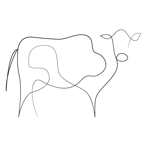 Cow One Line Drawing Minimal Household Animal Art Vector