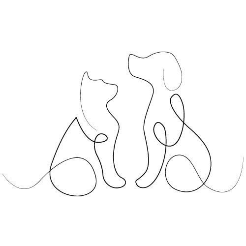 Dog and Cat One Line Drawing Minimal Pet Art Vector