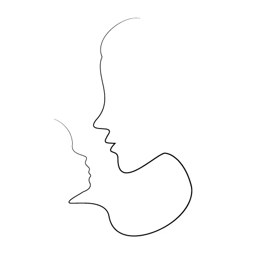 Mother and Baby One Line Drawing Minimal Art of Mom and Child