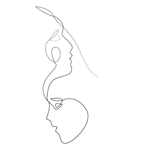 One Line Art of Two Faces Minimalistic Face Illustration