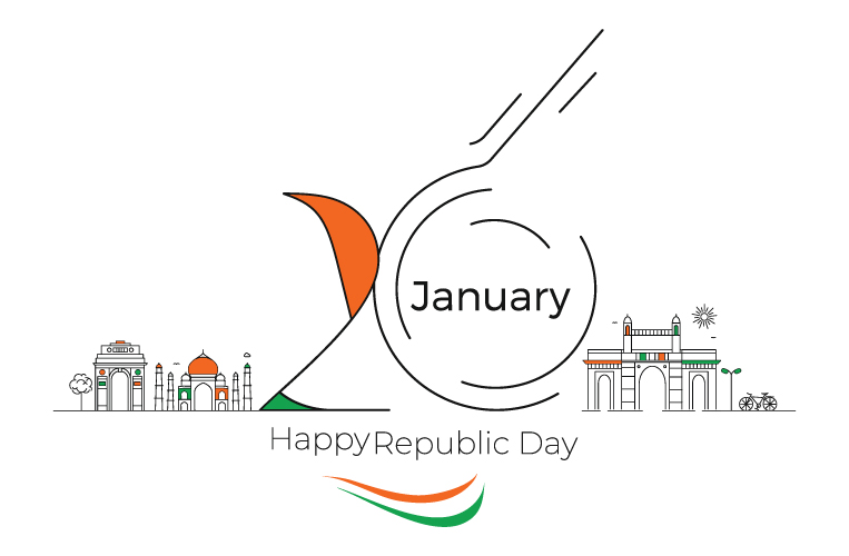 Republic Day 26 January Vector Indian Tricolor Celebration