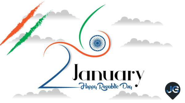 Colorful Republic Day Text Design with 26 January Typography