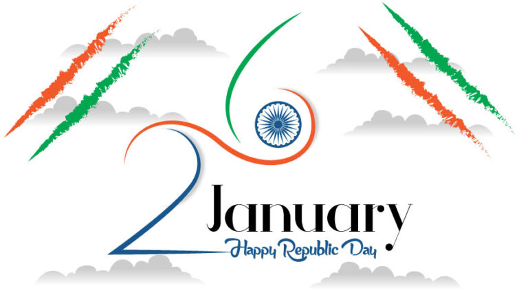 Colorful Republic Day Text Design with 26 January Typography