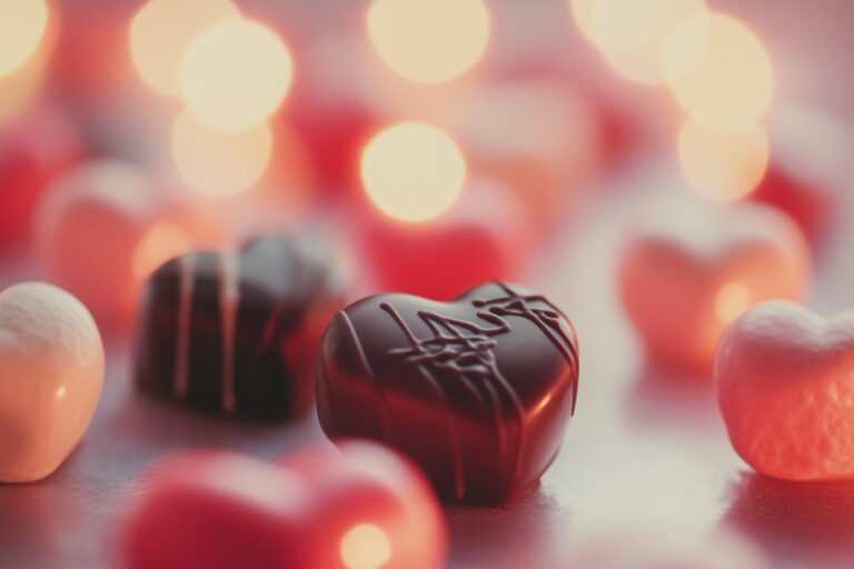 Heart-Shaped-Chocolates-with-Bokeh-Lights -1