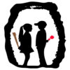 Funny Love Graphic - Boy Offers Rose, Girl Holds Stick