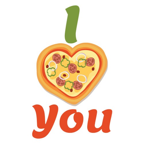 I Love Pizza Graphic - Heart Shape in Love for Food Lovers