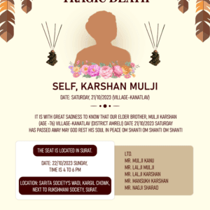Shradhanjali Card | Editable Funeral Card PSD Template English