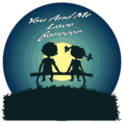 You and Me Forever Graphic - Romantic Scene with Boy and Girl