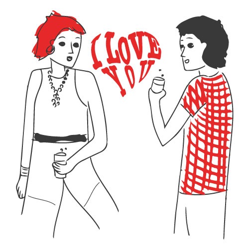 I Love You Graphic - Boy and Girl Drinking Alcohol Illustration