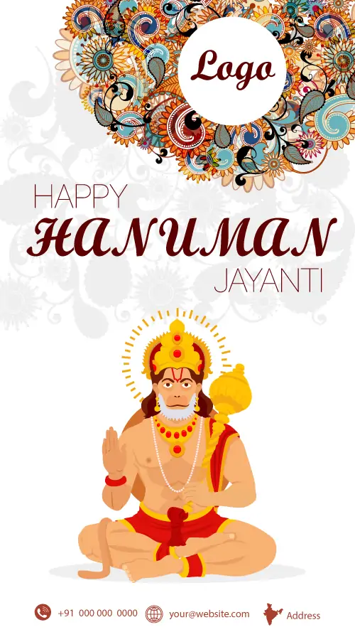 Hanuman Jayanti Vector PNG Download – Divine Poster Design for Social Media & Print