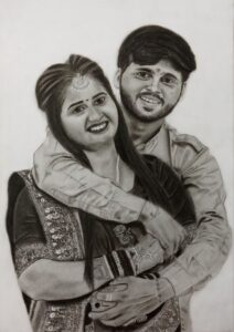 Handmade Couple Fiance Fiancee Sketch – Personalized Pencil Portrait for Engagement Gift