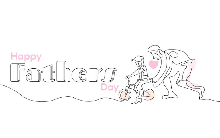 Father and Son Bicycle Line Art – Heartwarming Father’s Day Vector Design