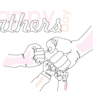 Father, Son & Daughter Fist Bump Line Art – Strong & Heartfelt Vector for Father’s Day