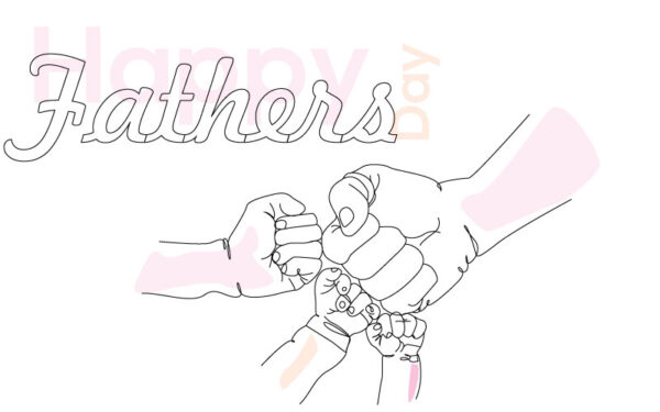 Father, Son & Daughter Fist Bump Line Art – Strong & Heartfelt Vector for Father’s Day