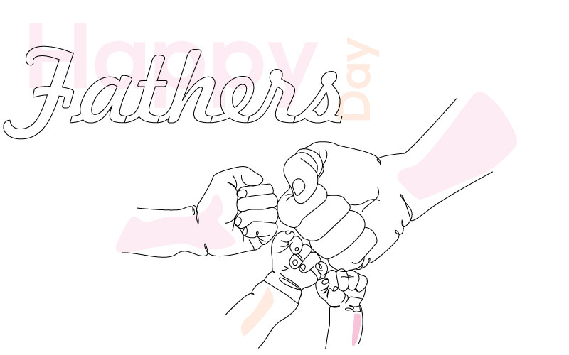 Father, Son & Daughter Fist Bump Line Art – Strong & Heartfelt Vector for Father’s Day