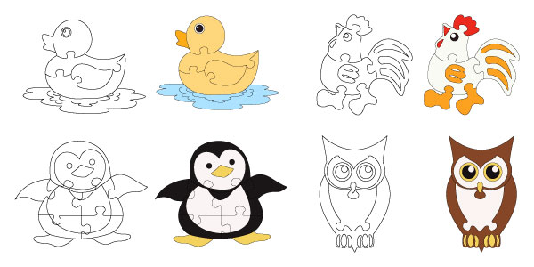 Bird Puzzle Vector Pack – Duck, Chicken, Penguin, Owl CNC & Printable Design