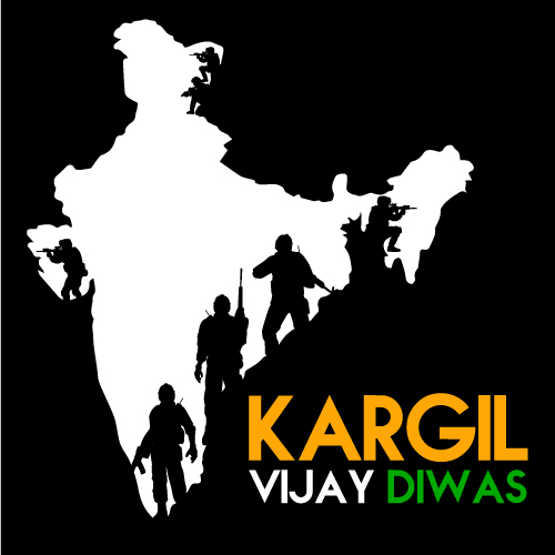 Kargil Vijay Diwas – Indian Army Tribute with India Map Vector Illustration