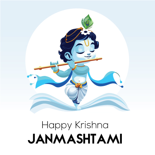Lord Shree Krishna Cute Janmashtami Poster Vector – EPS & JPG Download