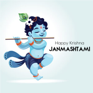 Beautiful Lord Shree Krishna Janmashtami Vector Poster – Cute Baby Krishna Illustration (EPS + JPG)