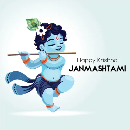 Beautiful Lord Shree Krishna Janmashtami Vector Poster – Cute Baby Krishna Illustration (EPS + JPG)