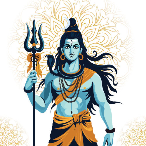 Hand-Drawn Lord Mahadev Vector Illustration – Spiritual Art in High Detail