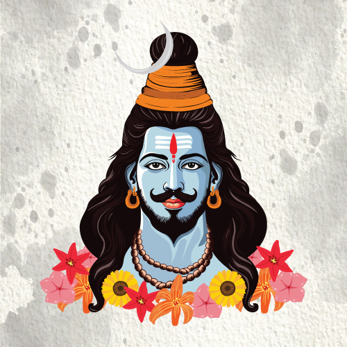 Mahadev / Shiv Face Vector Illustration – Divine Hand-Drawn Shiva Artwork