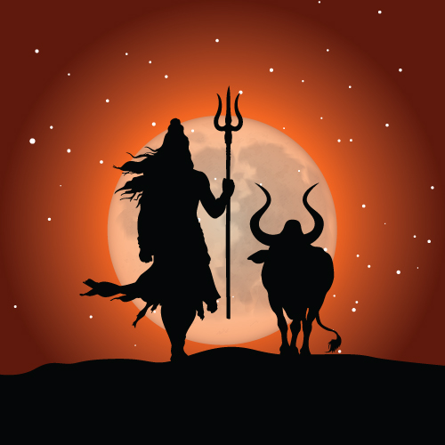 Mahadev and Nandi Vector Illustration