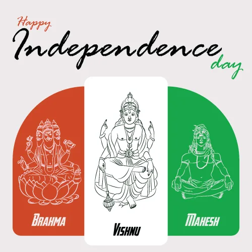 15 August Indian Independence Day God Vector - Brahma, Vishnu & Mahesh in Tricolor