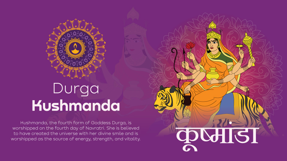 Navratri Day 4 Durga Kushmanda – Radiant Goddess Vector Art for Festive Designs