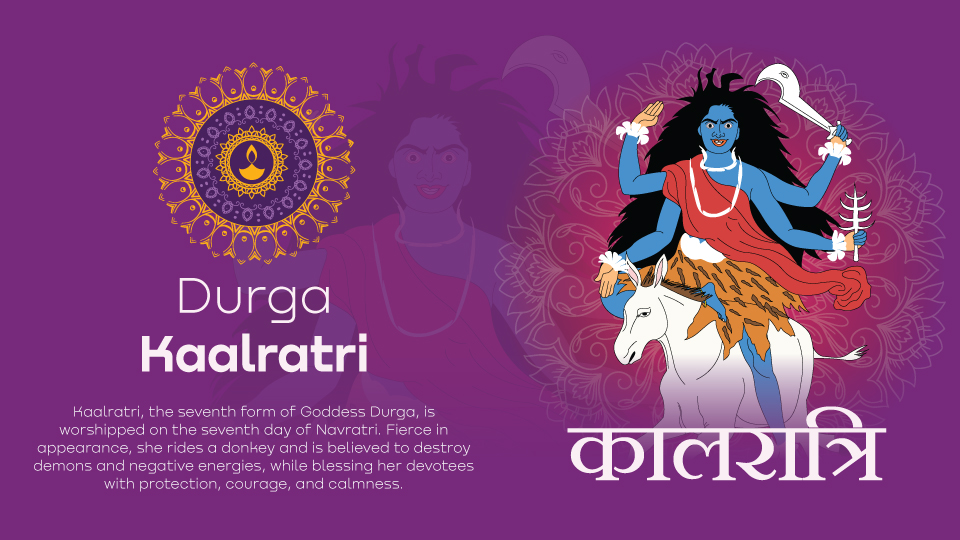Navratri Day 7 Durga Kaalratri – Fierce Protector Goddess Vector Art