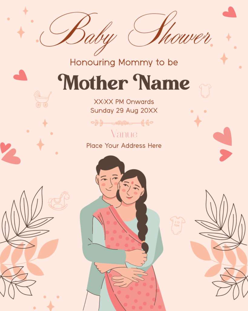 Baby Shower Invitation JG-2 – Elegant Editable Baby Shower Invitation Card