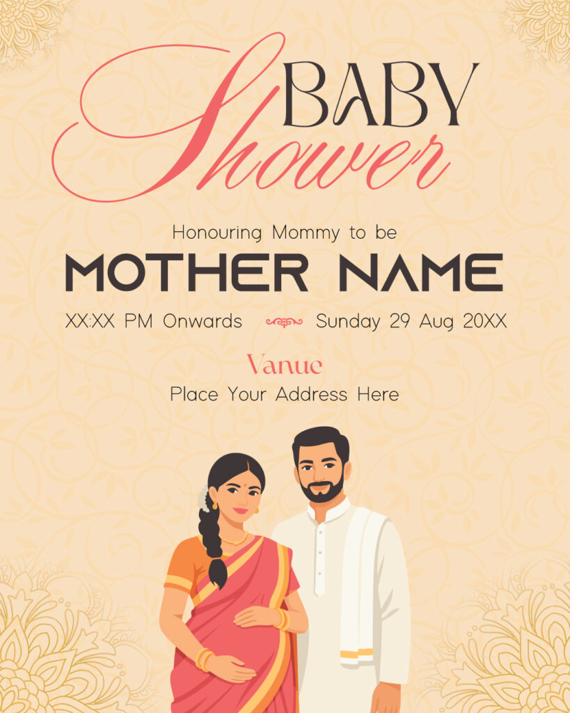 Baby Shower Templates JG-8 – Traditional South Indian Baby Shower Digital Invitation