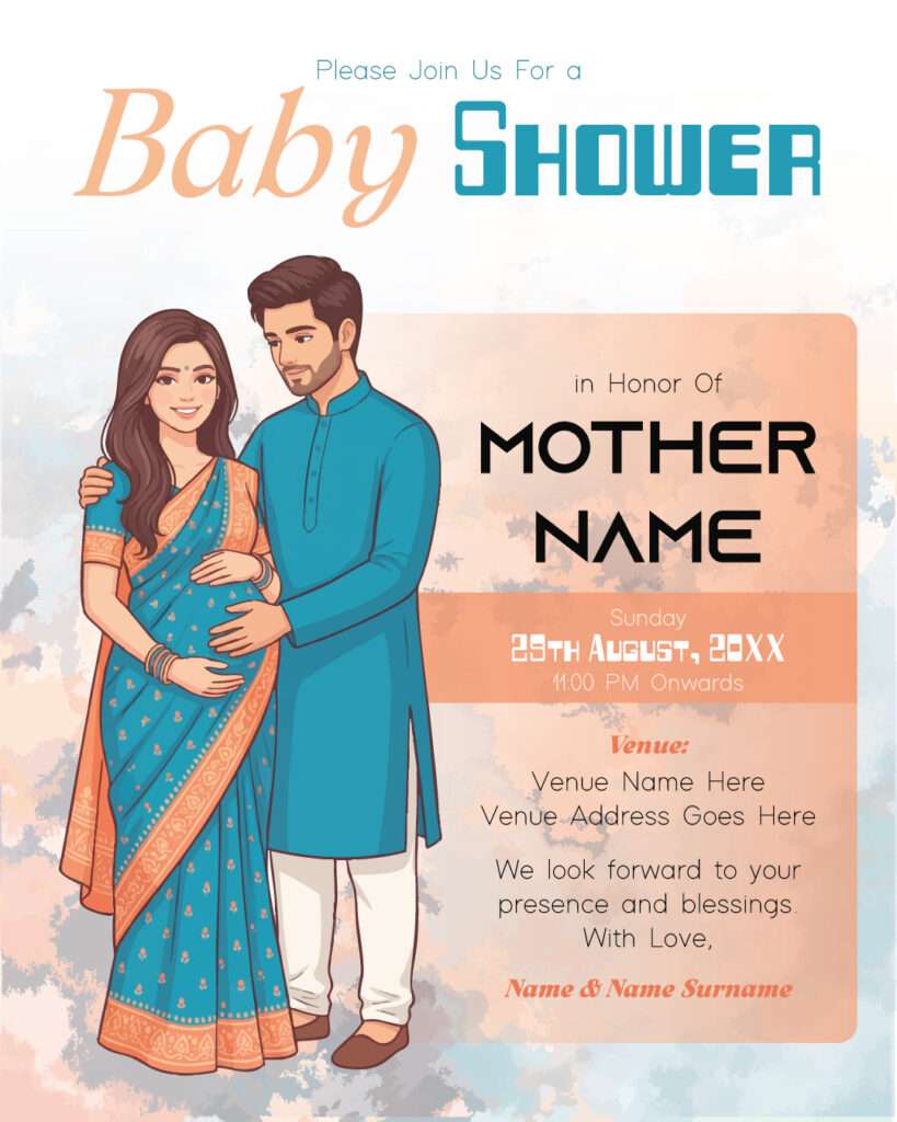 Baby Invitation Card JG-9 – Cute & Elegant Baby Shower Digital Invitation