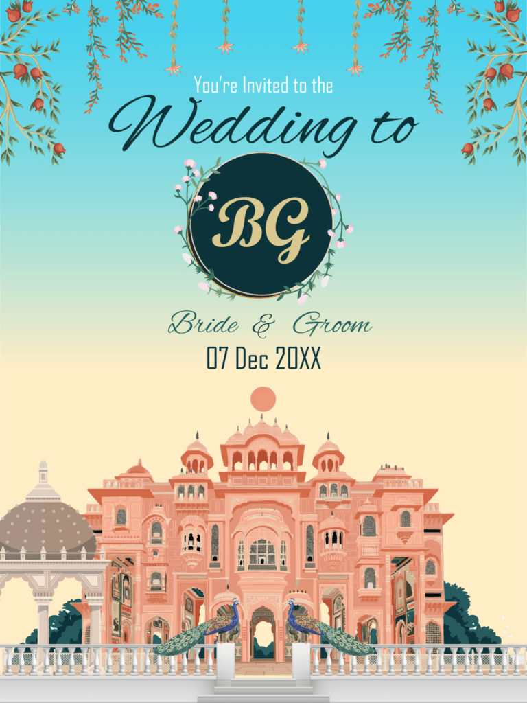 Elegant Wedding Invitation Card JG-8 Digital Wedding Invite Template