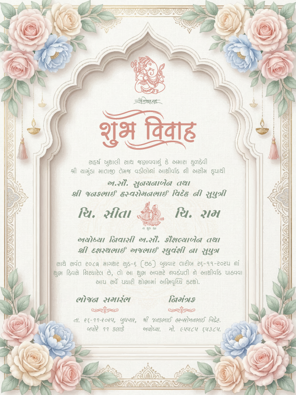 Traditional Royal Wedding Invitation Card JG-25 Heavy Design Digital Invite