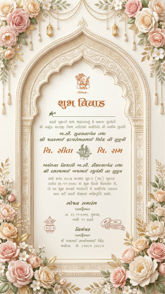 Premium Floral Wedding Invitation Card JG-26 Elegant Digital Invite